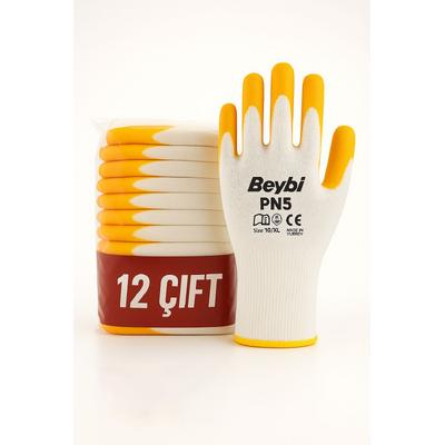 Beybi Pn5 Sarı Nitril İş Eldiveni Tam Kaplama – 12’Li Paket