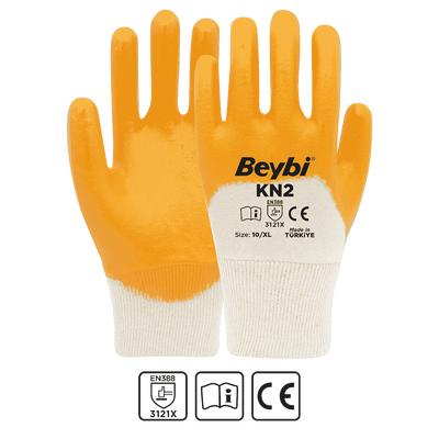 Beybi Kn2 Sarı Lateks Kaplı İş Eldiveni - 12’Li Paket | Kaymaz, Esnek Ve Konforlu Koruma